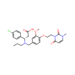 CCCN(Cc1ccc(OCCn2c(=O)ccn(C)c2=O)c(OC)c1)[C@@H](CC(=O)O)c1ccc(Cl)cc1 ZINC000225132771