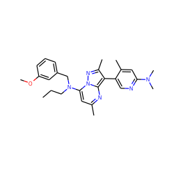 CCCN(Cc1cccc(OC)c1)c1cc(C)nc2c(-c3cnc(N(C)C)cc3C)c(C)nn12 ZINC000013583182