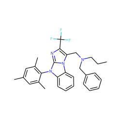 CCCN(Cc1ccccc1)Cc1c(C(F)(F)F)nc2n(-c3c(C)cc(C)cc3C)c3ccccc3n12 ZINC000028460370