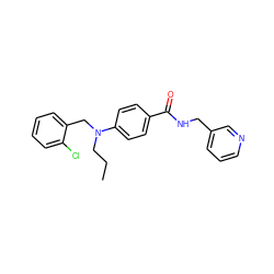 CCCN(Cc1ccccc1Cl)c1ccc(C(=O)NCc2cccnc2)cc1 ZINC000072109010