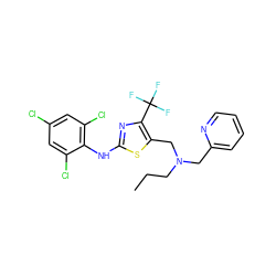 CCCN(Cc1ccccn1)Cc1sc(Nc2c(Cl)cc(Cl)cc2Cl)nc1C(F)(F)F ZINC000028134194