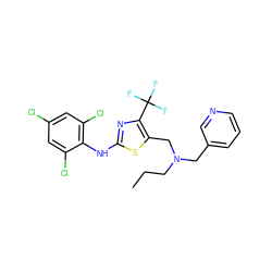 CCCN(Cc1cccnc1)Cc1sc(Nc2c(Cl)cc(Cl)cc2Cl)nc1C(F)(F)F ZINC000028130500