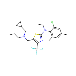 CCCN(Cc1sc(N(CC)c2c(C)cc(C)cc2Cl)nc1C(F)(F)F)CC1CC1 ZINC000013587341