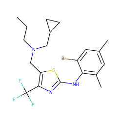 CCCN(Cc1sc(Nc2c(C)cc(C)cc2Br)nc1C(F)(F)F)CC1CC1 ZINC000013587338