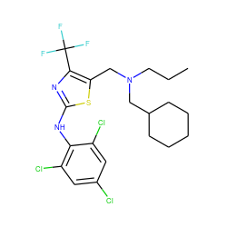 CCCN(Cc1sc(Nc2c(Cl)cc(Cl)cc2Cl)nc1C(F)(F)F)CC1CCCCC1 ZINC000028120158