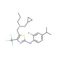 CCCN(Cc1sc(Nc2ccc(C(C)C)cc2Br)nc1C(F)(F)F)CC1CC1 ZINC000013587345