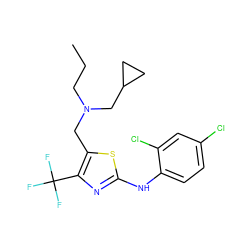 CCCN(Cc1sc(Nc2ccc(Cl)cc2Cl)nc1C(F)(F)F)CC1CC1 ZINC000013587347