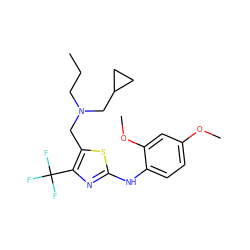 CCCN(Cc1sc(Nc2ccc(OC)cc2OC)nc1C(F)(F)F)CC1CC1 ZINC000013587348