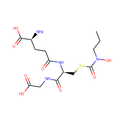 CCCN(O)C(=O)SC[C@H](NC(=O)CC[C@H](N)C(=O)O)C(=O)NCC(=O)O ZINC000013814505