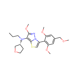 CCCN(c1c(OC)nn2c(-c3c(OC)cc(COC)cc3OC)csc12)[C@@H]1CCOC1 ZINC000096172532