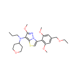 CCCN(c1c(OC)nn2c(-c3c(OC)cc(COCC)cc3OC)csc12)C1CCOCC1 ZINC000095574011