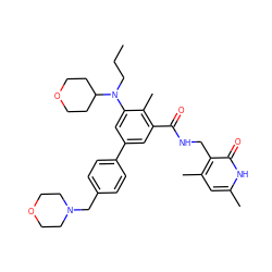 CCCN(c1cc(-c2ccc(CN3CCOCC3)cc2)cc(C(=O)NCc2c(C)cc(C)[nH]c2=O)c1C)C1CCOCC1 ZINC000205710505