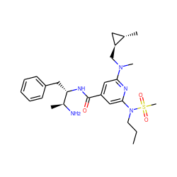 CCCN(c1cc(C(=O)N[C@@H](Cc2ccccc2)[C@H](C)N)cc(N(C)C[C@H]2C[C@@H]2C)n1)S(C)(=O)=O ZINC000014961871