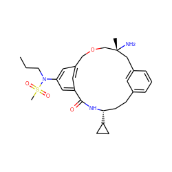 CCCN(c1cc2cc(c1)C(=O)N[C@@H](C1CC1)CCc1cccc(c1)C[C@@](C)(N)COC2)S(C)(=O)=O ZINC000028950025