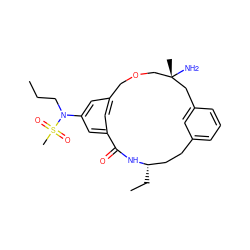 CCCN(c1cc2cc(c1)C(=O)N[C@@H](CC)CCc1cccc(c1)C[C@@](C)(N)COC2)S(C)(=O)=O ZINC000028950002