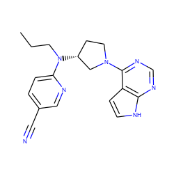 CCCN(c1ccc(C#N)cn1)[C@@H]1CCN(c2ncnc3[nH]ccc23)C1 ZINC000149036925