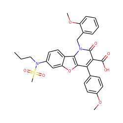 CCCN(c1ccc2c(c1)oc1c(-c3ccc(OC)cc3)c(C(=O)O)c(=O)n(Cc3ccccc3OC)c12)S(C)(=O)=O ZINC000027717123