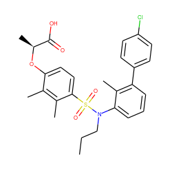 CCCN(c1cccc(-c2ccc(Cl)cc2)c1C)S(=O)(=O)c1ccc(O[C@@H](C)C(=O)O)c(C)c1C ZINC000071296946