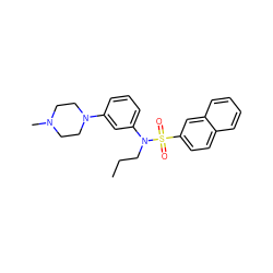 CCCN(c1cccc(N2CCN(C)CC2)c1)S(=O)(=O)c1ccc2ccccc2c1 ZINC000058581504