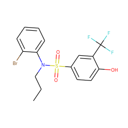 CCCN(c1ccccc1Br)S(=O)(=O)c1ccc(O)c(C(F)(F)F)c1 ZINC000028568941