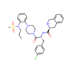 CCCN(c1ccccc1N1CCN(C(=O)[C@@H](Cc2ccc(Cl)cc2)NC(=O)[C@@H]2Cc3ccccc3CN2)CC1)S(C)(=O)=O ZINC000014191332