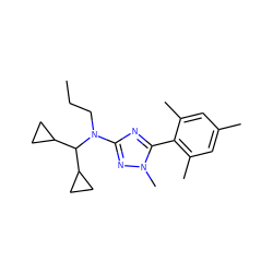 CCCN(c1nc(-c2c(C)cc(C)cc2C)n(C)n1)C(C1CC1)C1CC1 ZINC000026940800