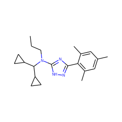 CCCN(c1nc(-c2c(C)cc(C)cc2C)n[nH]1)C(C1CC1)C1CC1 ZINC000026935551