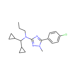 CCCN(c1nc(-c2ccc(Cl)cc2)n(C)n1)C(C1CC1)C1CC1 ZINC000026845350