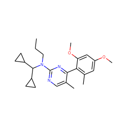 CCCN(c1ncc(C)c(-c2c(C)cc(OC)cc2OC)n1)C(C1CC1)C1CC1 ZINC000026175967