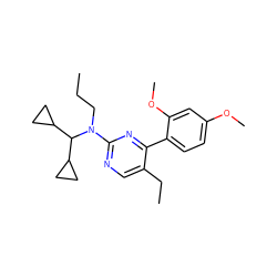 CCCN(c1ncc(CC)c(-c2ccc(OC)cc2OC)n1)C(C1CC1)C1CC1 ZINC000026188091