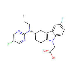 CCCN(c1ncc(Cl)cn1)[C@H]1CCc2c(c3cc(F)ccc3n2CC(=O)O)C1 ZINC000118872595