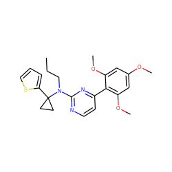 CCCN(c1nccc(-c2c(OC)cc(OC)cc2OC)n1)C1(c2cccs2)CC1 ZINC000026177609