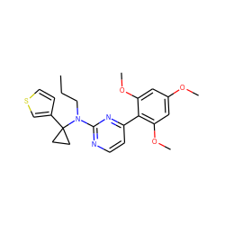 CCCN(c1nccc(-c2c(OC)cc(OC)cc2OC)n1)C1(c2ccsc2)CC1 ZINC000026184334