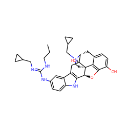 CCCN/C(=N\CC1CC1)Nc1ccc2[nH]c3c(c2c1)C[C@@]1(O)[C@H]2Cc4ccc(O)c5c4[C@@]1(CCN2CC1CC1)[C@H]3O5 ZINC000027629476