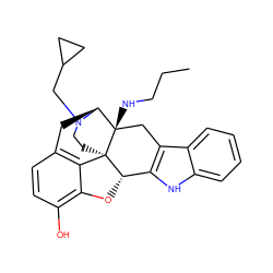 CCCN[C@@]12Cc3c([nH]c4ccccc34)[C@@H]3Oc4c(O)ccc5c4[C@]31CCN(CC1CC1)[C@H]2C5 ZINC000028012704