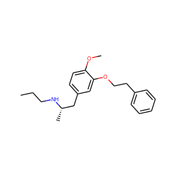 CCCN[C@@H](C)Cc1ccc(OC)c(OCCc2ccccc2)c1 ZINC000013801110