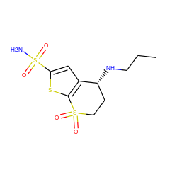 CCCN[C@@H]1CCS(=O)(=O)c2sc(S(N)(=O)=O)cc21 ZINC000026501756