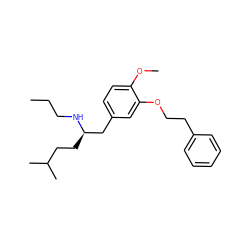 CCCN[C@H](CCC(C)C)Cc1ccc(OC)c(OCCc2ccccc2)c1 ZINC000003824796