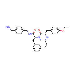 CCCN[C@H](Cc1ccc(OCC)cc1)C(=O)N(C)[C@@H](Cc1ccccc1)C(=O)NCc1ccc(CN)cc1 ZINC000206306798