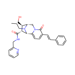 CCCN1[C@@H]2c3ccc(/C=C/c4ccccc4)c(=O)n3C[C@H]1[C@H](CO)[C@H]2C(=O)NCc1ccccn1 ZINC000095879403