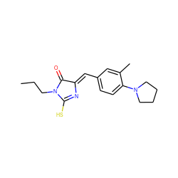 CCCN1C(=O)/C(=C/c2ccc(N3CCCC3)c(C)c2)N=C1S ZINC000000202847