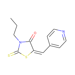 CCCN1C(=O)/C(=C\c2ccncc2)SC1=S ZINC000005694930