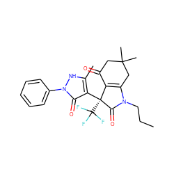 CCCN1C(=O)[C@](c2c(C)[nH]n(-c3ccccc3)c2=O)(C(F)(F)F)C2=C1CC(C)(C)CC2=O ZINC000040892949