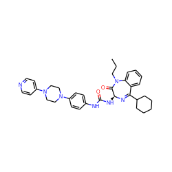 CCCN1C(=O)[C@H](NC(=O)Nc2ccc(N3CCN(c4ccncc4)CC3)cc2)N=C(C2CCCCC2)c2ccccc21 ZINC000029474625