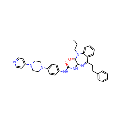 CCCN1C(=O)[C@H](NC(=O)Nc2ccc(N3CCN(c4ccncc4)CC3)cc2)N=C(CCc2ccccc2)c2ccccc21 ZINC000053113089