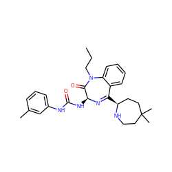 CCCN1C(=O)[C@H](NC(=O)Nc2cccc(C)c2)N=C([C@H]2CCC(C)(C)CCN2)c2ccccc21 ZINC000013764006