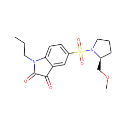 CCCN1C(=O)C(=O)c2cc(S(=O)(=O)N3CCC[C@H]3COC)ccc21 ZINC000040429813