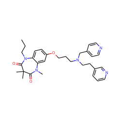 CCCN1C(=O)C(C)(C)C(=O)N(C)c2cc(OCCCN(CCc3cccnc3)Cc3ccncc3)ccc21 ZINC000198497760