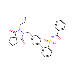 CCCN1C(=O)C2(CCCC2)C(=O)N1Cc1ccc(-c2ccccc2S(=O)(=O)NC(=O)c2ccccc2)cc1 ZINC000026639321