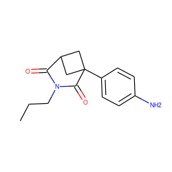 CCCN1C(=O)C2CC(c3ccc(N)cc3)(C2)C1=O ZINC000013821334